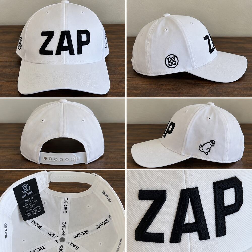 G/FORE ZAP Golf Hat White Black Embroidered Adjustable Baseball Cap